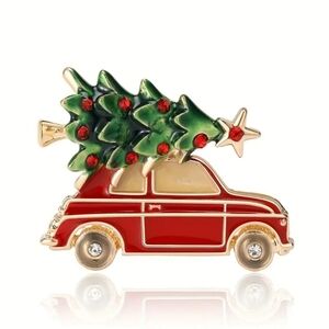 NEW! Car Brooch with a retro look featuring a Christmas tree